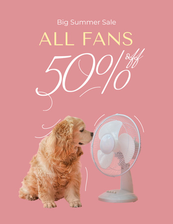 Fans Sale Offer with Cute Dog Flyer 8.5x11in Design Template