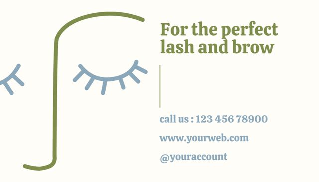 Ontwerpsjabloon van Business Card US van Beauty Studio Ad with Modern Linear Female Face