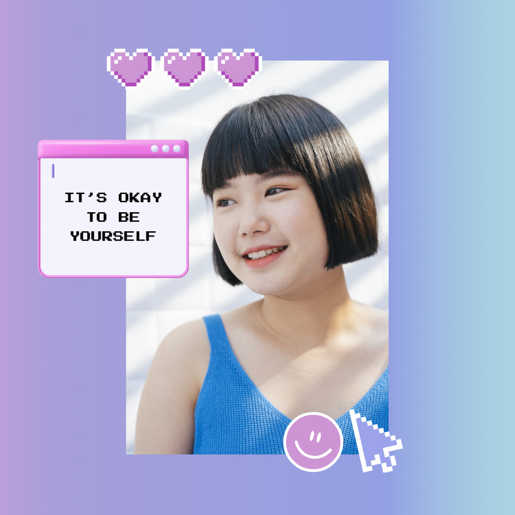 Template di design Mental Health Inspiration with Young Woman in Frame Instagram