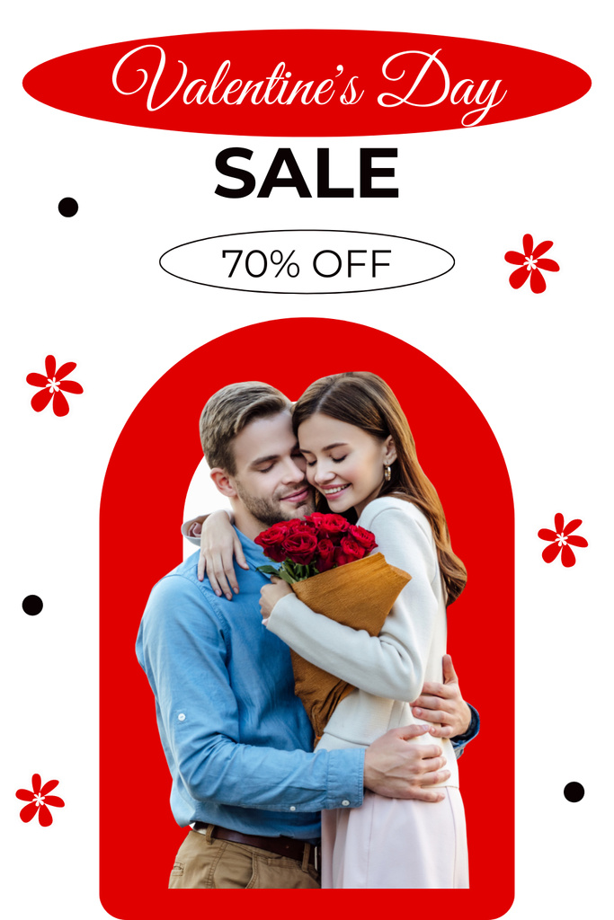 Ontwerpsjabloon van Pinterest van Valentine's Day Sale Announcement with Beautiful Couple