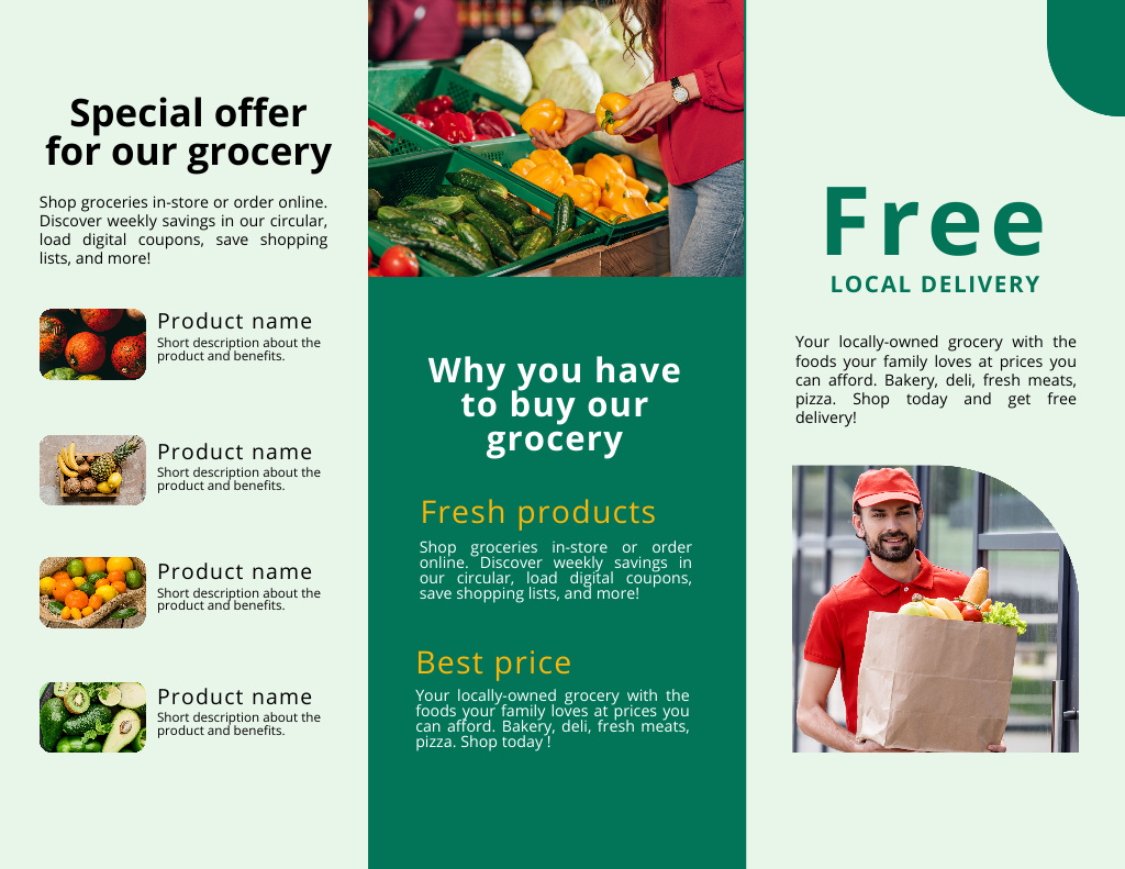 Ontwerpsjabloon van Brochure 8.5x11in van Announcement of Sale of Fresh Fruits and Vegetables