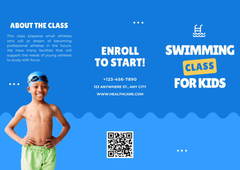 Designvorlage Swimming Class Offer for Kids für Brochure