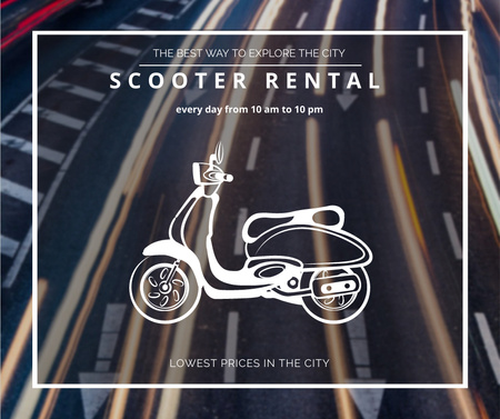 Anúncio de aluguel de scooter na vista da estrada Facebook Modelo de Design