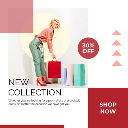 Sale Women's Collection with Blonde on Shopping Instagram Design Template