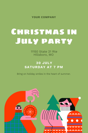 July Christmas Party Announcement Flyer 4x6in Design Template