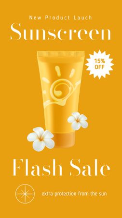 Flash Sale of Sunscreens on Yellow Instagram Video Story – шаблон для дизайну