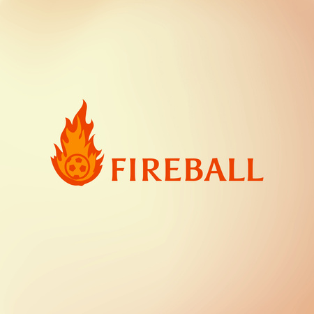 Sport Club Emblem with Soccer Ball In Fire Logo 1080x1080px Design Template