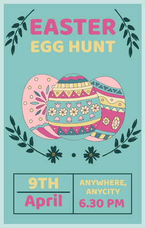 Easter Egg Hunt s barevnými svátečními vejci Invitation 4.6x7.2in Šablona návrhu