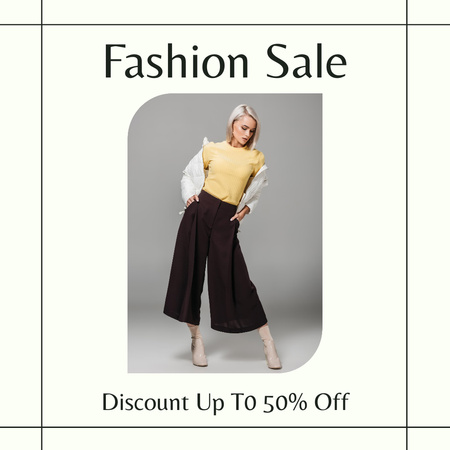 Fashion Collection Ad with Blonde Woman Instagram Design Template