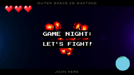 Pixel Retro Game Night Event WIth Outer Space Full HD video Design Template