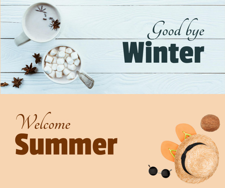 Modèle de visuel Salutation d'été et adieu d'hiver - Facebook