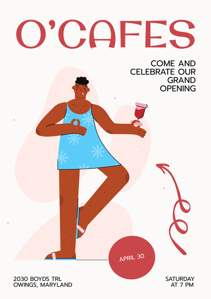 Cafe Opening Celebration Announcement Poster Tasarım Şablonu