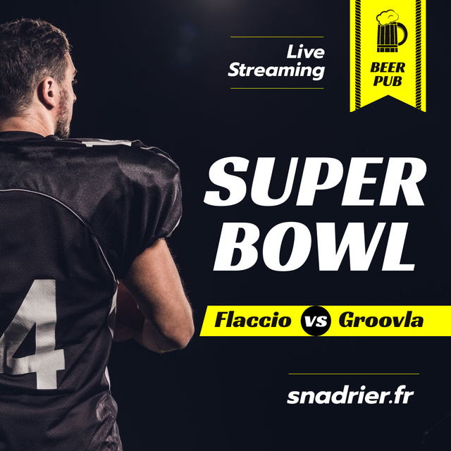 Plantilla de diseño de Super Bowl Match Streaming Player in Uniform Instagram 