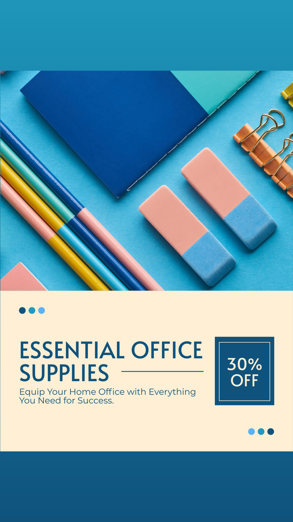 Discount Offer on Essential Office Supplies Instagram Story Πρότυπο σχεδίασης