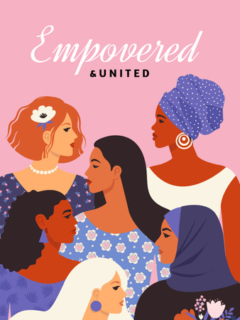 Dívka Power Inspirace s různými ženami Poster US Šablona návrhu