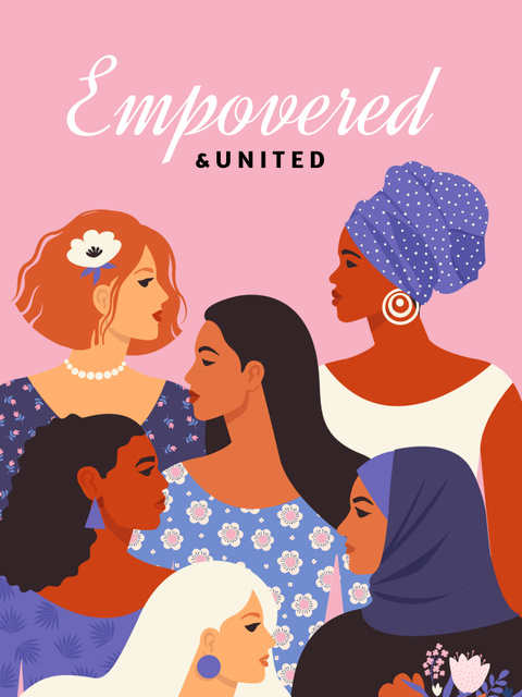 Girl Power Inspiration with Diverse Women Poster USデザインテンプレート