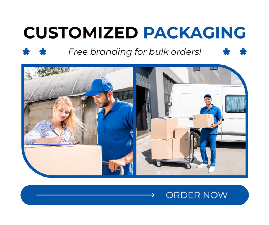 Template di design Customized Packaging with Free Branding Facebook