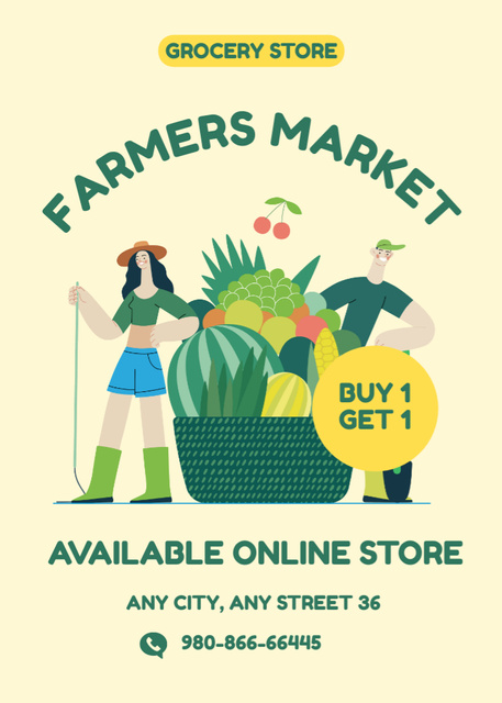 Farmers Food Products In Online Store Flayer Design Template