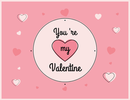 Enchanting Valentine's Day Regards with Pink Hearts Thank You Card 5.5x4in Horizontal Design Template