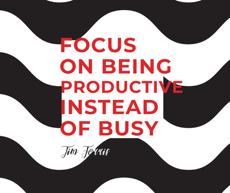 Productivity Quote on Waves in Black and White Facebook Tasarım Şablonu