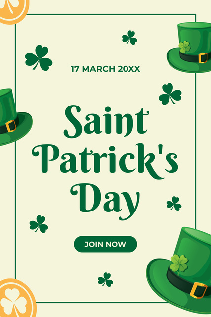 Template di design Happy St. Patrick's Day Greeting with Green Hats Pinterest