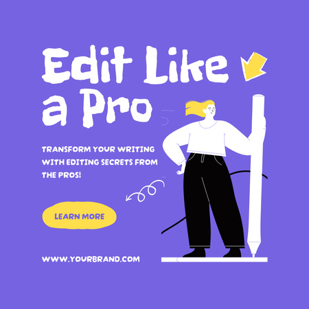 Highly Qualified Editor Service Offer With Pencil Instagram Design Template