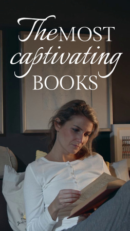 Modèle de visuel Annonce de livres avec une femme lisant à la maison - TikTok Video