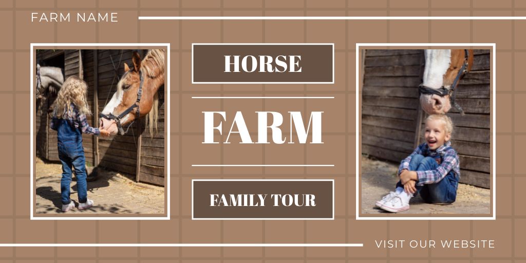 Ontwerpsjabloon van Twitter van Horse Farm Tour for Children