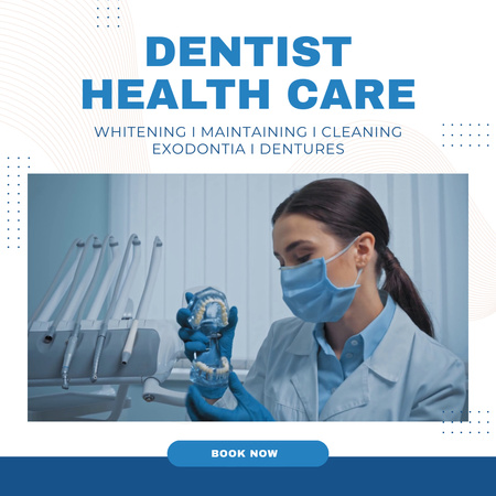 Dental Care Ad with Dentist in Office Animated Post Design Template