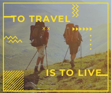 Platilla de diseño Mountain Trip Inspiration Hikers in Mountains Medium Rectangle