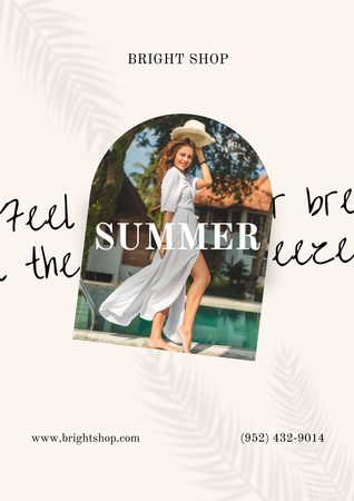 Modèle de visuel Summer Sale Announcement with Woman in White Dress - Poster A3