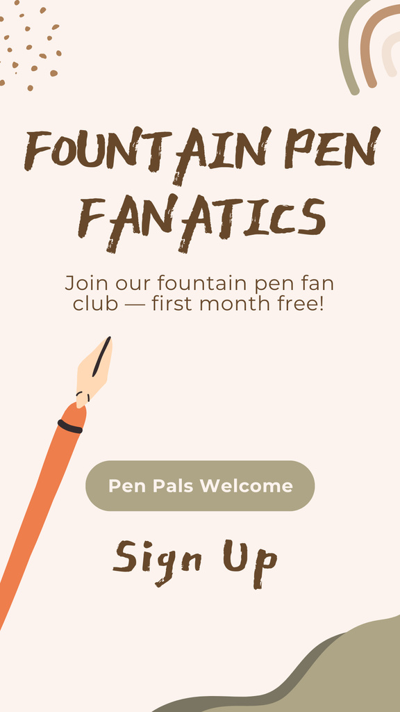 Fountain Pen Club Invitation Instagram Story Šablona návrhu