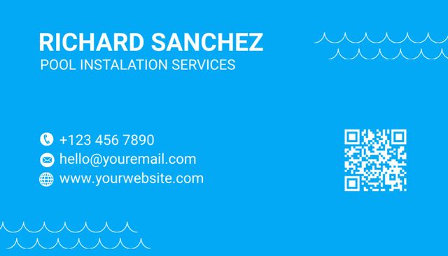 Pool Construction Company's Simple Offer Business Card US – шаблон для дизайна