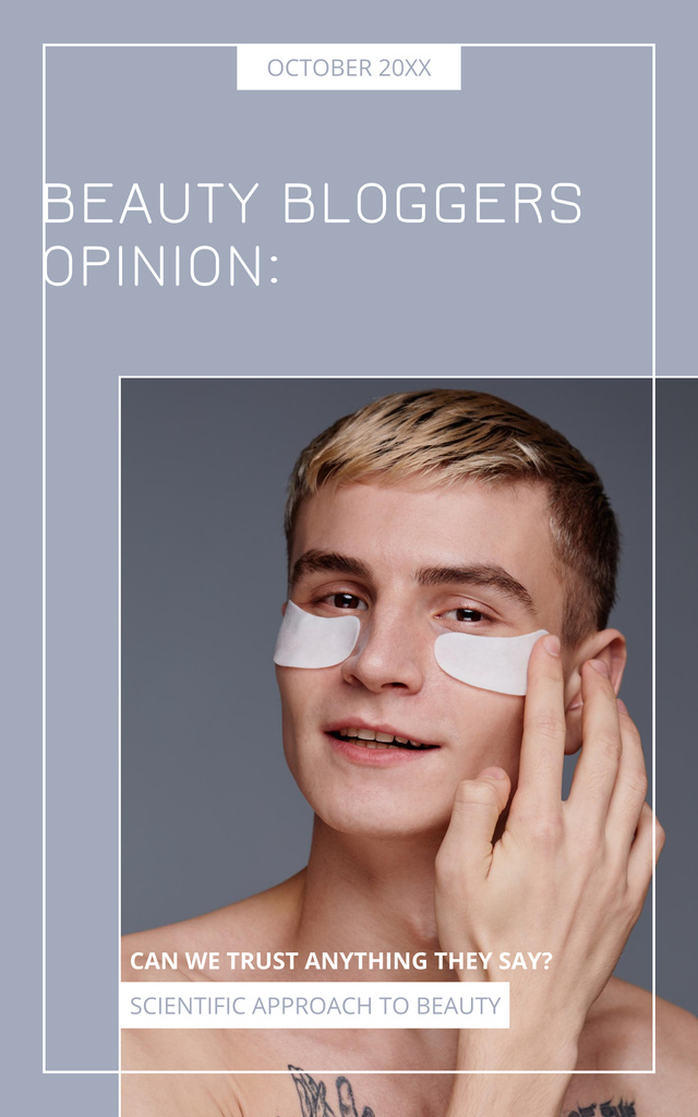 Ontwerpsjabloon van Book Cover van Suggestion Opinion Beauty Bloggers with Young Man in Patches