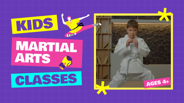 Interactive Martial Arts Classes For Kids With Promo Full HD video Design Template
