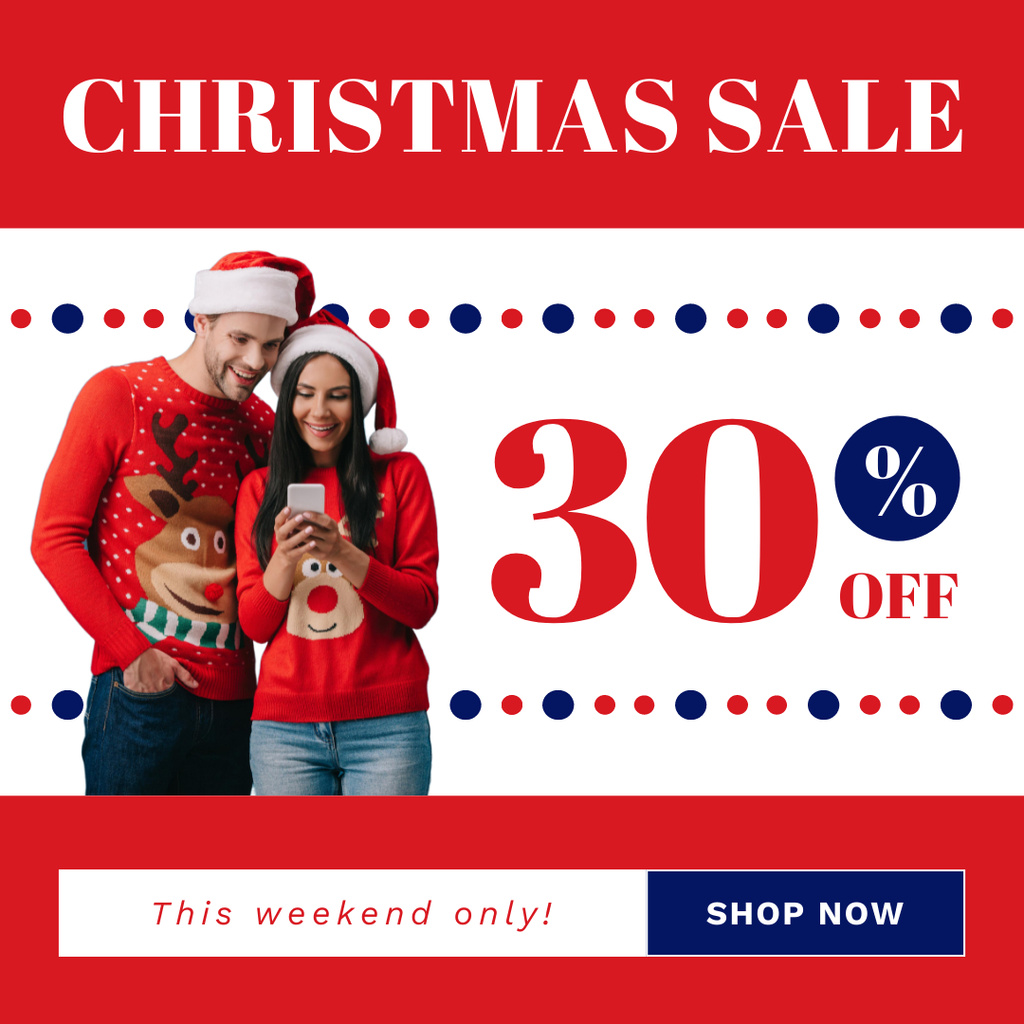 Plantilla de diseño de Christmas Sale For Weekend Offer Instagram AD 