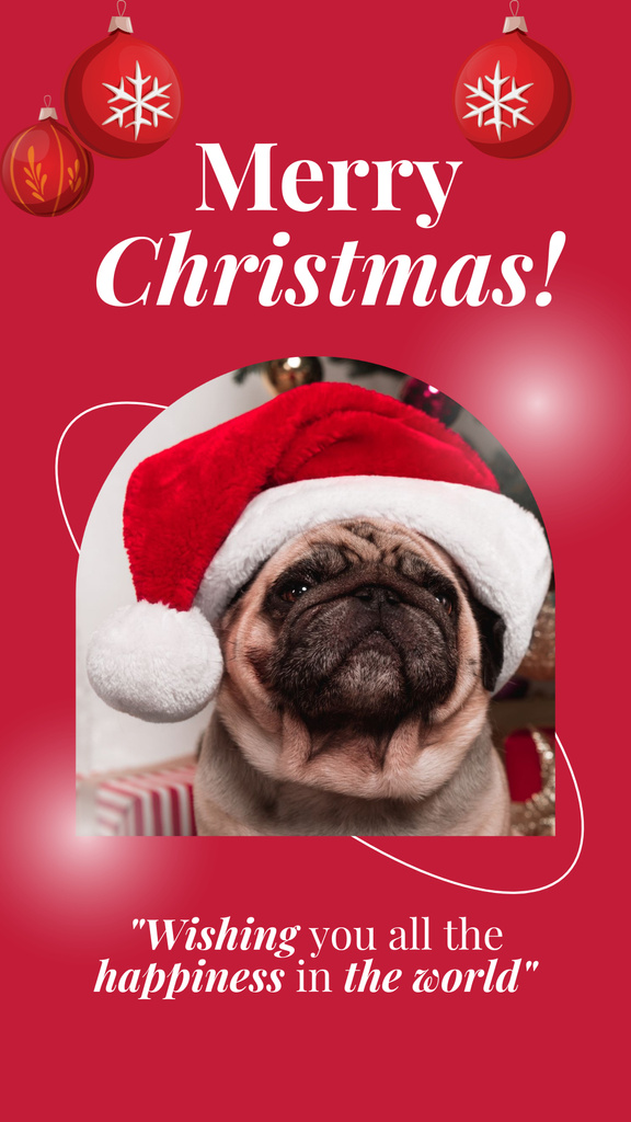 Merry Christmas with Funny Dog In Santa Hat Instagram Story Design Template