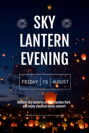 Sky lantern evening announcement on bokeh Invitation 6x9in Design Template