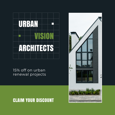 Modèle de visuel Remise sur les services d'architecture avec un bâtiment moderne - Instagram AD