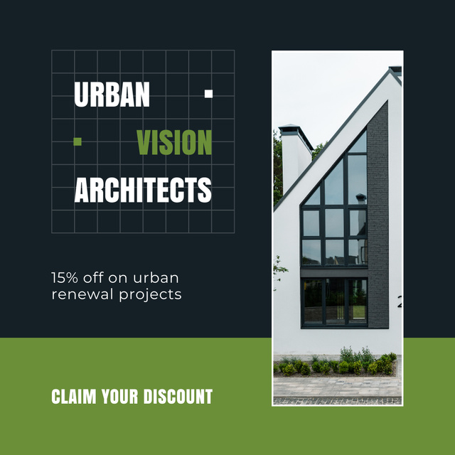 Designvorlage Discount on Architecture Services with Modern Building für Instagram AD