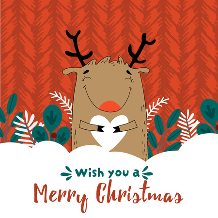 Cute Christmas Greeting from Deer Instagram Modelo de Design