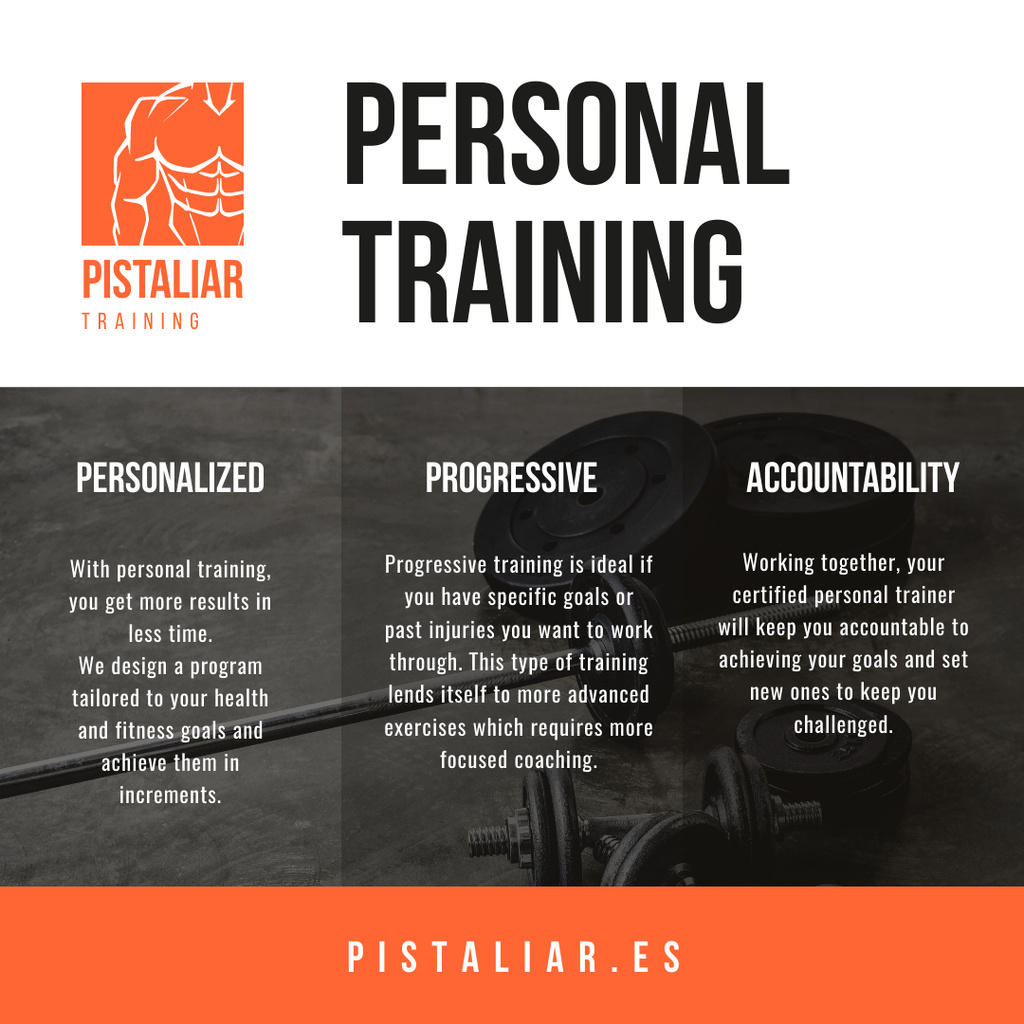Ontwerpsjabloon van Instagram van Personal training Offer with Sports Equipment