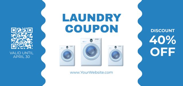 Best Laundry Service with Great Discount Coupon Din Large Design Template
