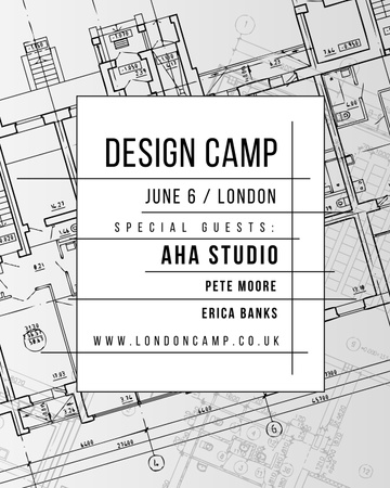Plantilla de diseño de Design camp announcement on blueprint Poster 16x20in 