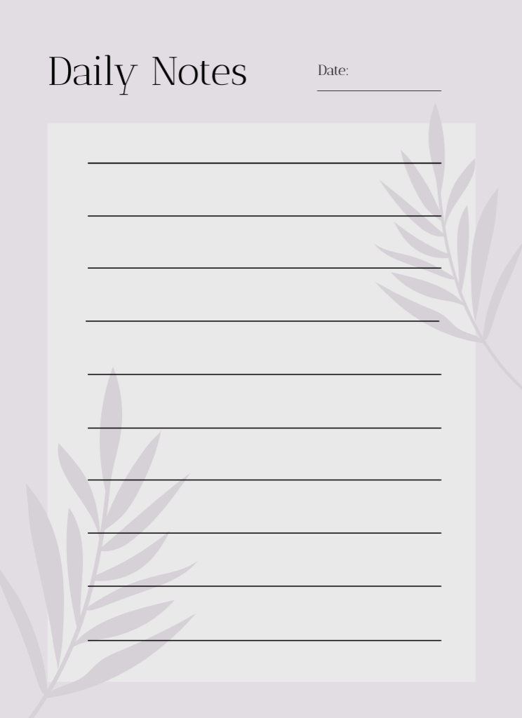 Daily Planner with Transparent Shadow Branches Notepad 4x5.5inデザインテンプレート