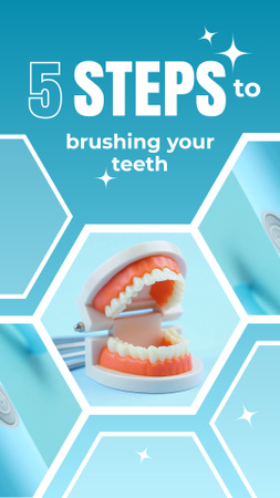 Průvodce zdravotní péčí s kroky k čištění zubů Instagram Video Story Šablona návrhu