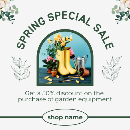 Spring Sale on Garden Equipment Instagram AD Design Template