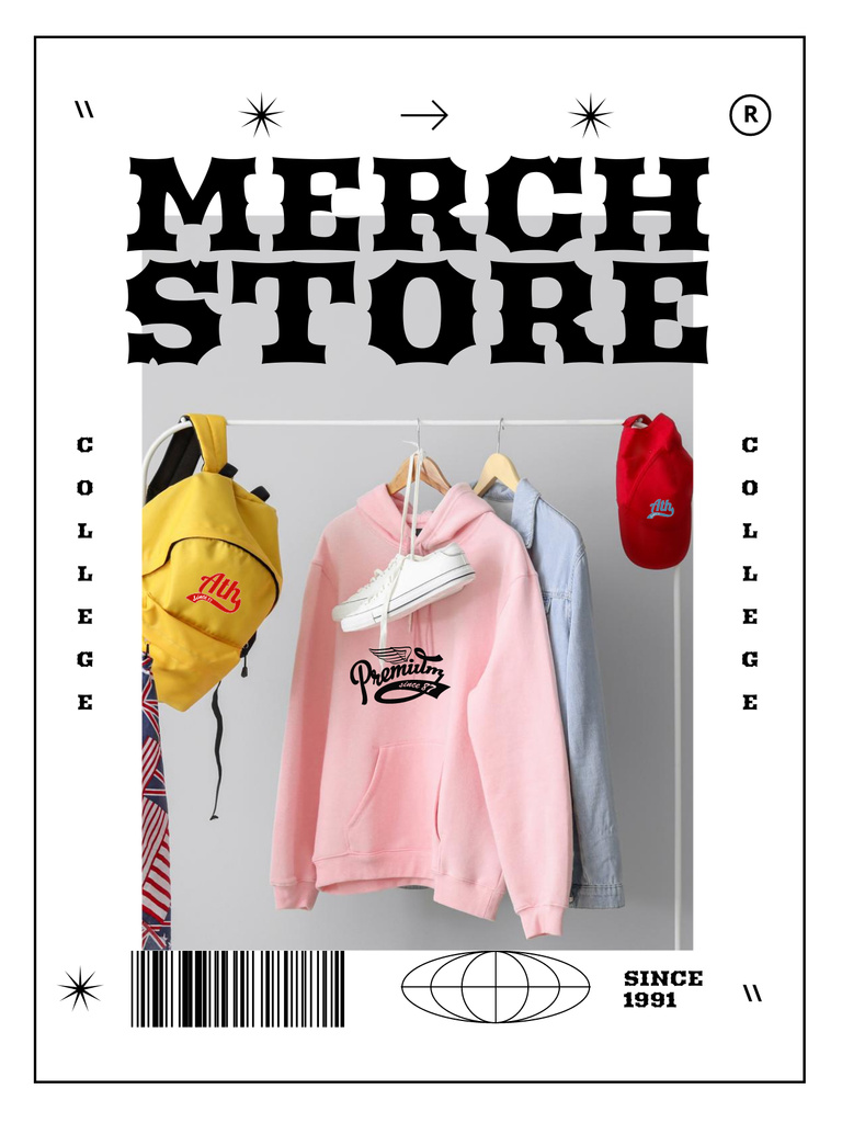 Advertisement for Student Merch Store Poster US Design Template