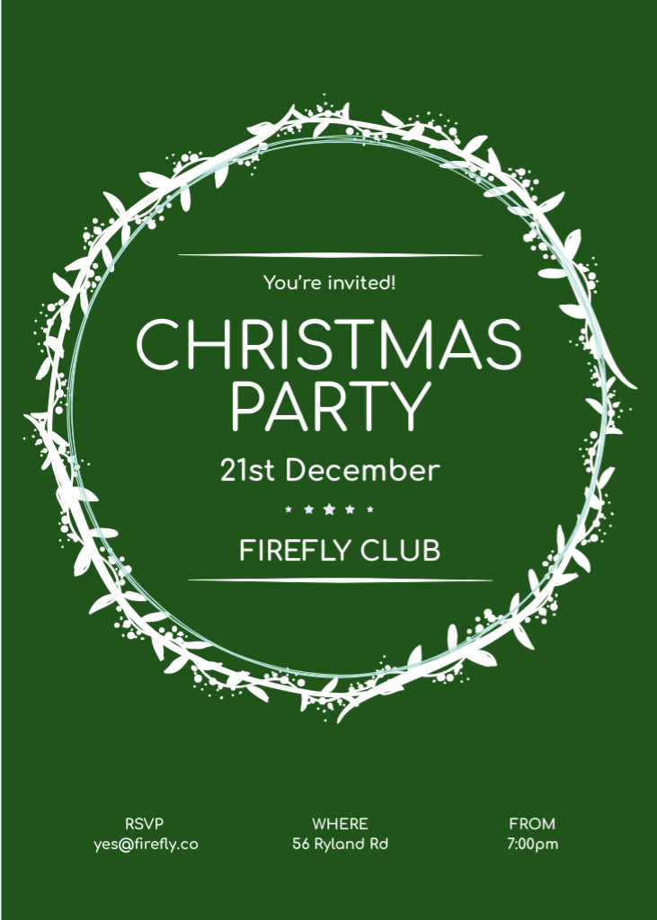 Platilla de diseño Christmas Party Announcement with Festive Wreath Invitation