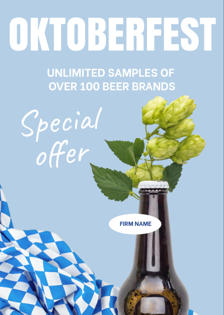 Music-filled Oktoberfest Event Announcement With Beer Bottle And Hop Flyer A6 – шаблон для дизайна